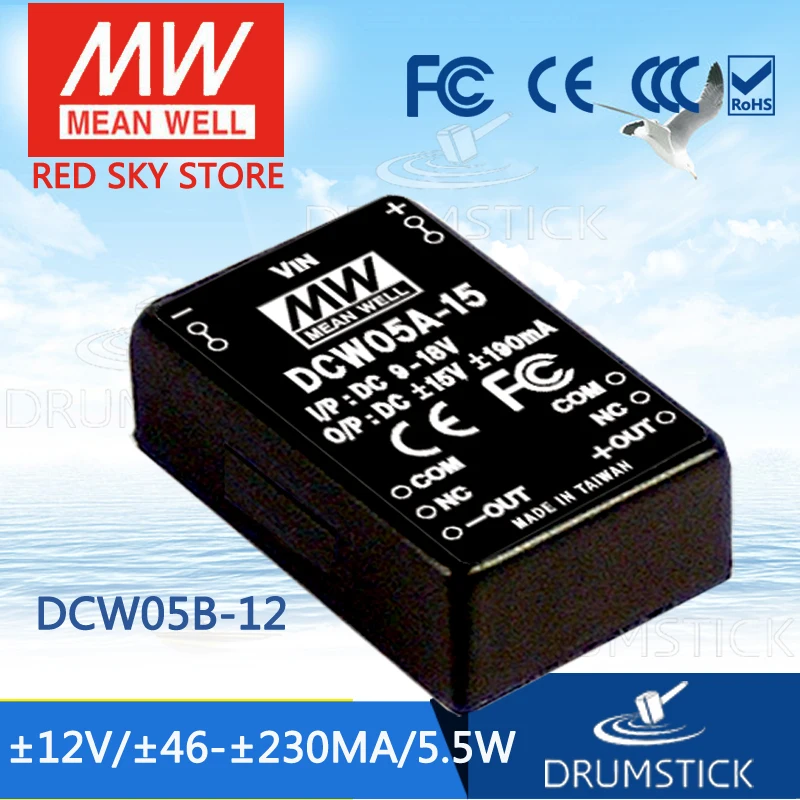 

MEAN WELL DCW05B-12 12V 230mA meanwell DCW05 12V 5W DC-DC Regulated Dual Output Converter