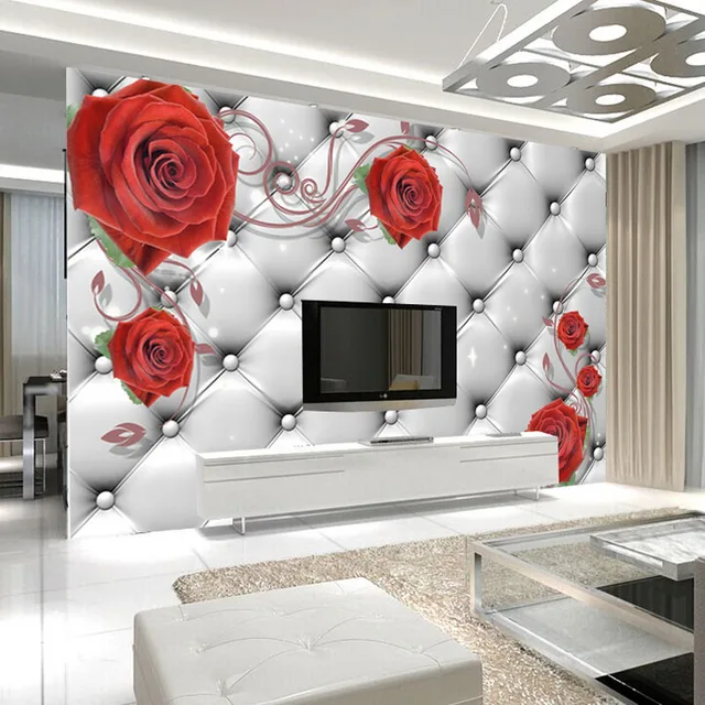 Online Soft Red Rose Wallpaper Hd Stereo Tv Background Soft Red Rose Wallpaper Hd Stereo Tv Background Bedroom Wall Mural Seamless Self Adhesive Film