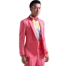 Одежда мужской костюм Slim Fit Розовый и красный цвет Жених Невеста костюм Нарядные Костюмы для свадьбы для Для мужчин смокинг мужской костюм one button Терно Masculino