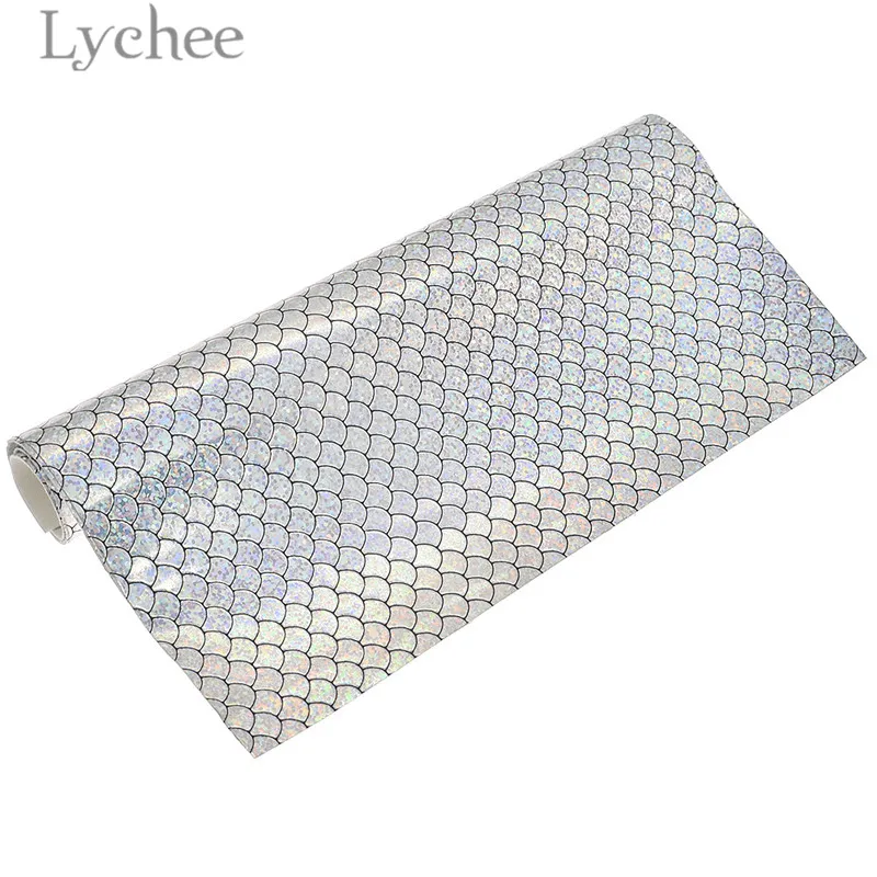 Lychee 21x29 см русалка блестящая искусственная ткань красочный синтетический кожаный материал для шитья самодельный поставки - Цвет: 11