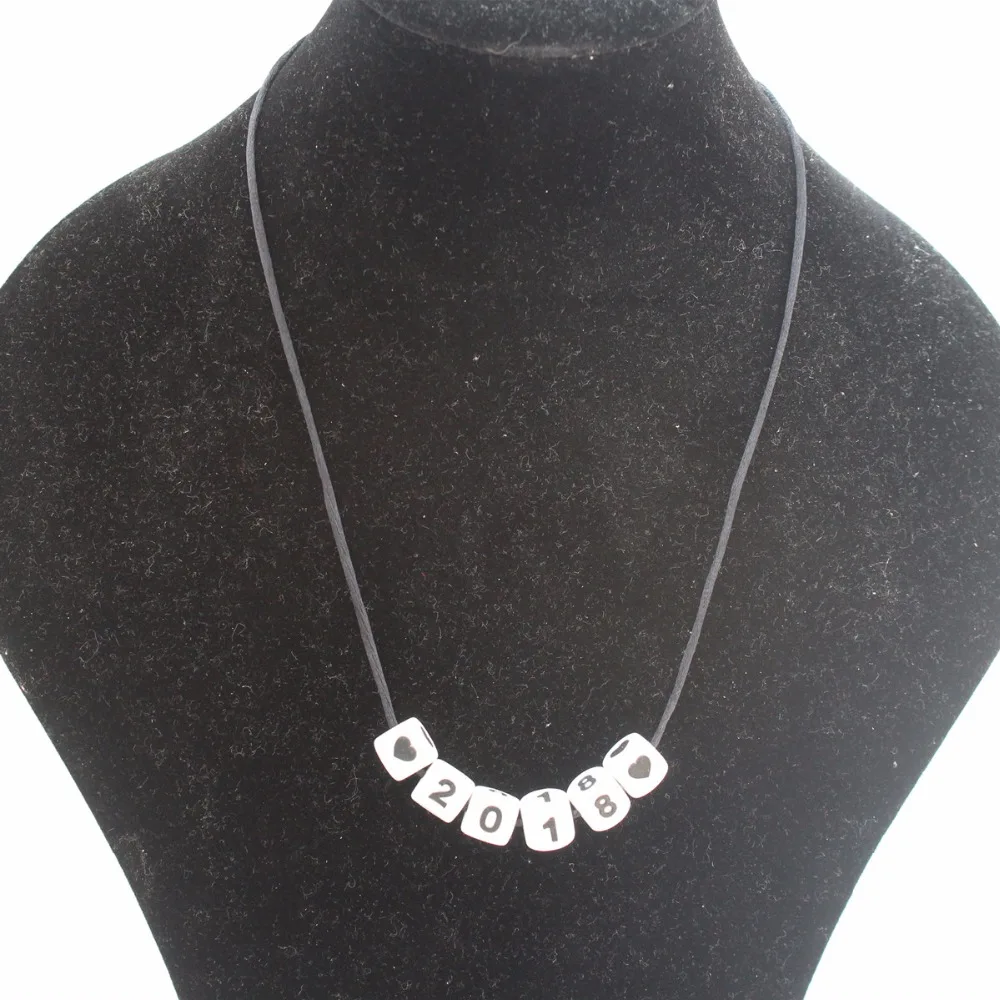 Baby Teething Safe Silicone Necklace Square Beads 2018 New Design Pendent For Girl Gift Party