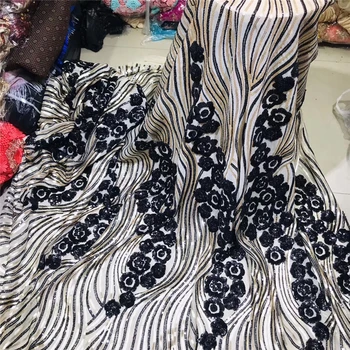 

Tollola Latest Nigerian Sequins Laces Fabrics High Quality Tulle African Laces Fabric Wedding Dress French Lace Material 5yards/