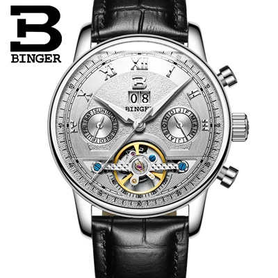 Швейцарские BINGER часы мужские люксовый бренд Tourbillon несколько функций водонепроницаемые Механические Мужские наручные часы B-8603M-6 - Цвет: Item 10