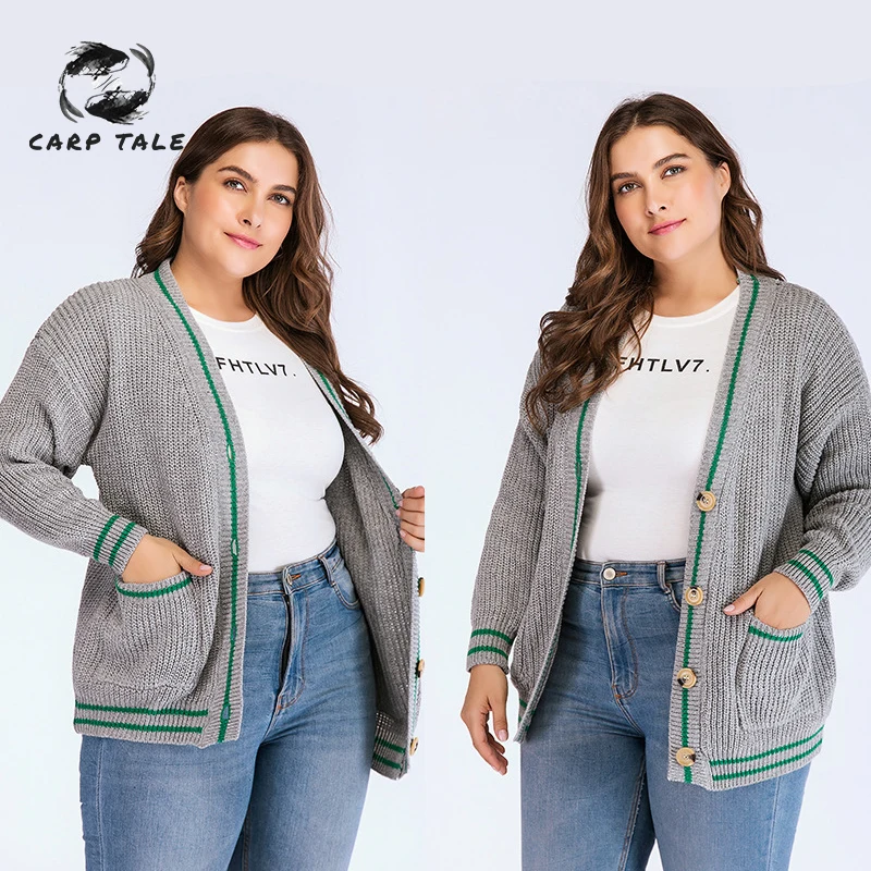 

Large size women's jacket pregnant women's shirt knitted gray casual women's casual wear womens coats 2019 autumn winter