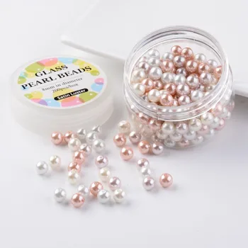 

200pc/box 8mm Mixed Color Glass Pearl Beads Sets Barely Environmental Round Dyed DIY Jewelry Makind Necklaces Bracelets