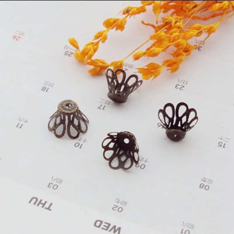 

500PCS 8*12MM free shipping wholesale Copper color metal flower torus decoration 025009026