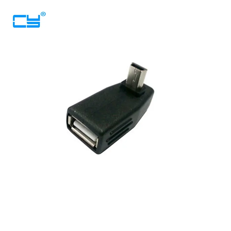 Подпушка Anlgled 90 градусов OTG USB женщина к Mini-USB Мужской адаптер Fr автомобилей Aux Планшеты