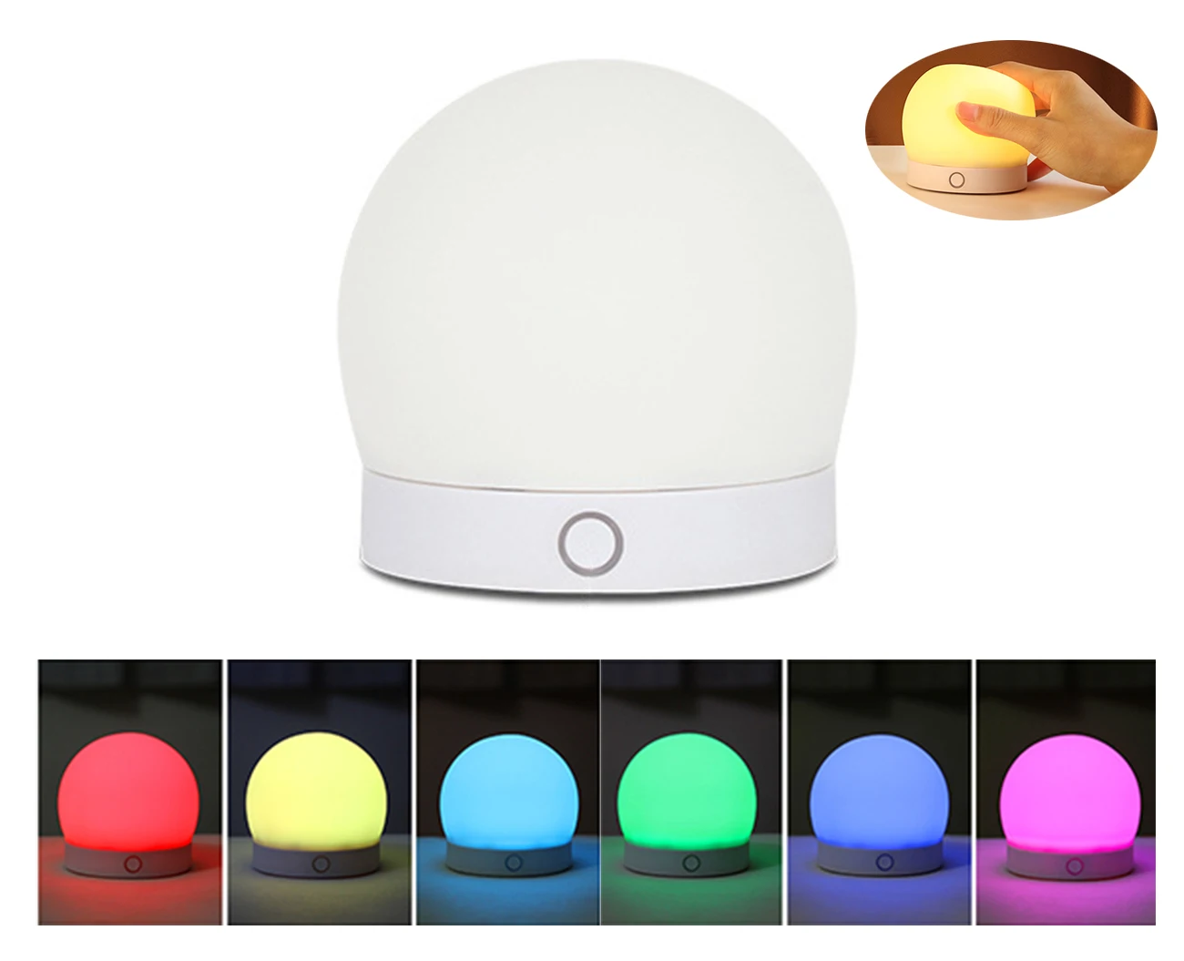 Kids Night Light 7 Colorful USB Rechargeable Silicone Nursery LED Night