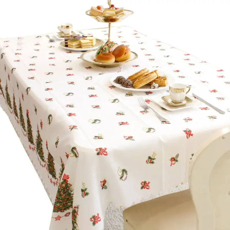 

150x180cm Rectangle Cartoon Patterns Christmas Tablecloth Cover Scalloped Edge