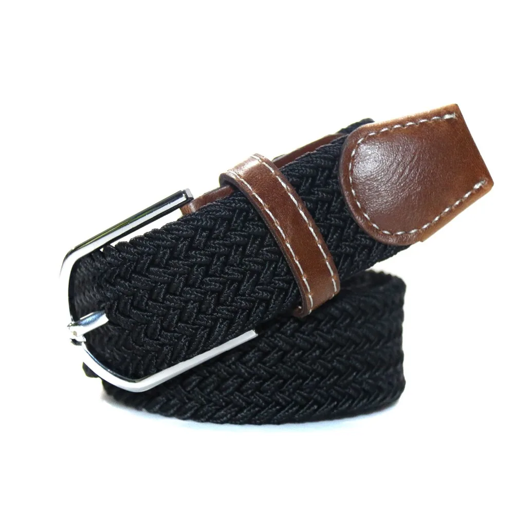 High Quatity Elastic Braided Belt Men Women Solid fabric Width 3.5CM