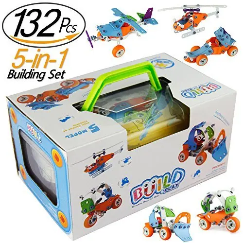 

PBOX 132PCS,5-in-1 Toddler building construction set,Building Truck kit,STEM Educational Engineering Building Blocks Toy kit