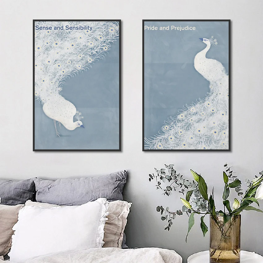 

Modern Beautiful White Peacock Poster Print Canvas Painting Picture Home Bedroom Wall Art Graffiti Room Decoration Custom