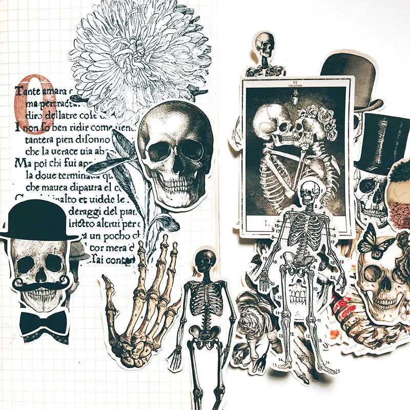 Vintage Skeleton Man Stickers Children DIY Scrapbooking Album Journal Crafts Decorative Stickers Package DIY Photo Albums decorative stickers paper stickers adhesive stickers decorative labels stickers diy scrapbooking accessories