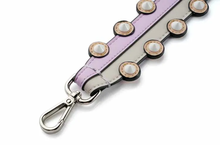 WDPOLO New Women Split Leather Studs Short Strap Classic Letter Design Handle For Bag Hot Chic Shoulder Belts C577