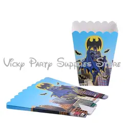 6 шт./лот Бэтмен тема вечерние Popocorn коробка бумажный пакет для поп-корна день рождения, детский душ мультфильм попкорн поле вечерние