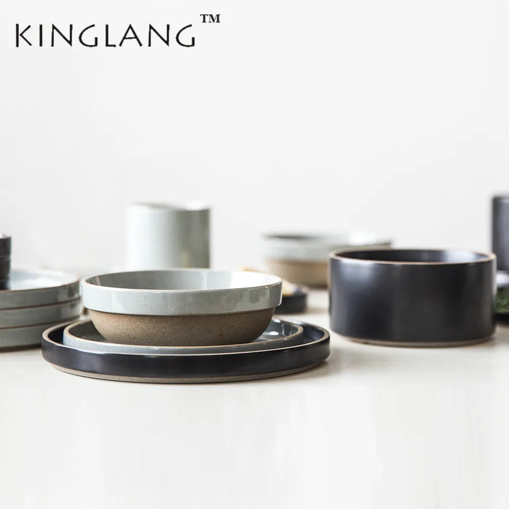 

1PC KINGLANG Nordic Style Ceramic Bowl Soup Bowl Coffee Mug Dinner Plate Tableware Set