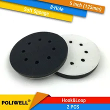 2PCS 5 Inch(125mm) 8-Hole Soft Sponge Interface Pad for Sanding Pads and Hook&Loop Sanding Discs for Uneven Surface Polishing