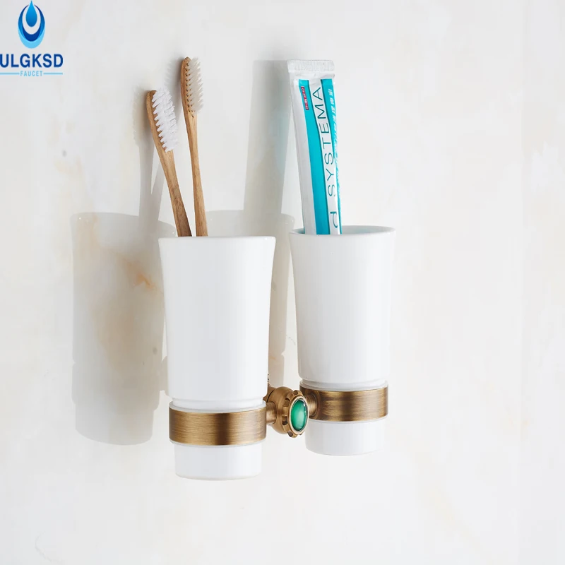 Ulgksd Modern Design Antique Brass Toothbrush Tumbler and Wall Mounted