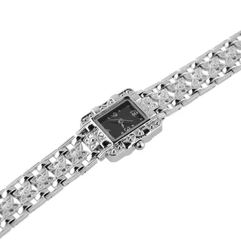 

Square Black Wrist Watch Dial Ladies Watch Fashion Casual Quartz Watch Silver Watch Strap Simple Gift