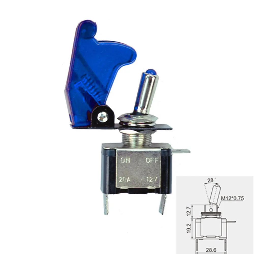 5 pcs Toggle Switch 12V 20A 3 Pole ON OFF 2 Pin Blue Red LED Light with