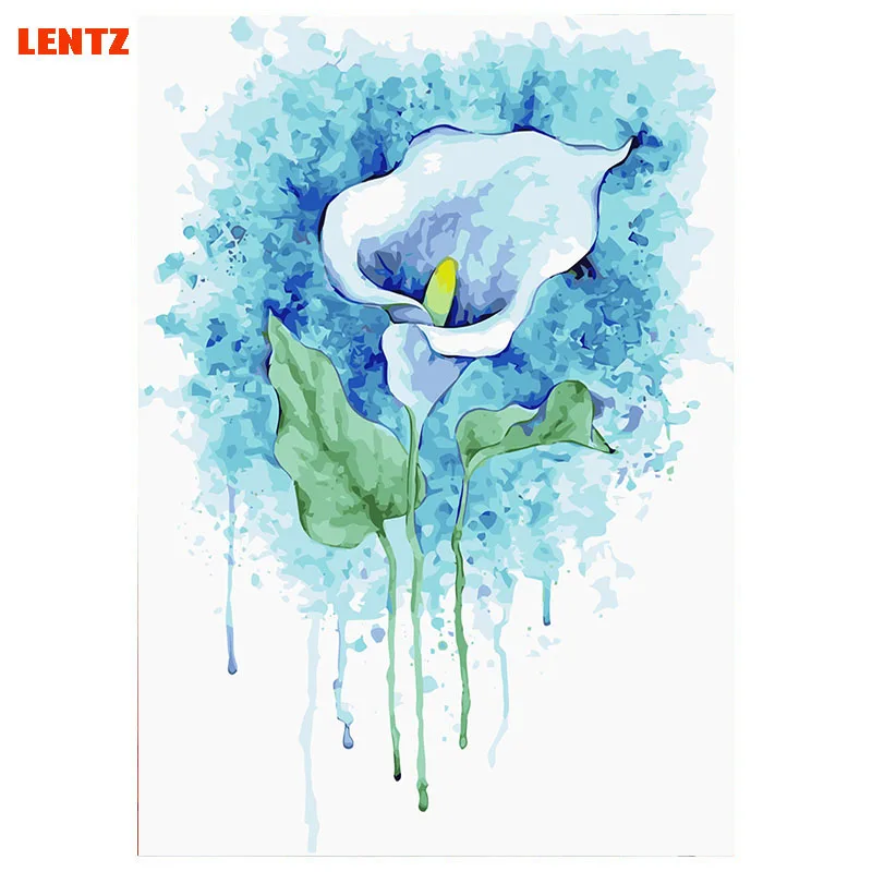 

LENTZ 40*50cm Unframed Picture Painting Flower Calla Lily By Numbers DIY Painting Coloring Canvas Home Decor Painting