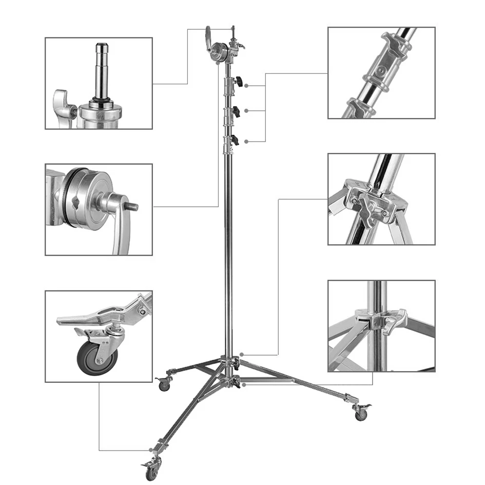 ALUMOTECH 19 Feet height Load 264 lbs Heavy Tripod stand with wheel For camera studio