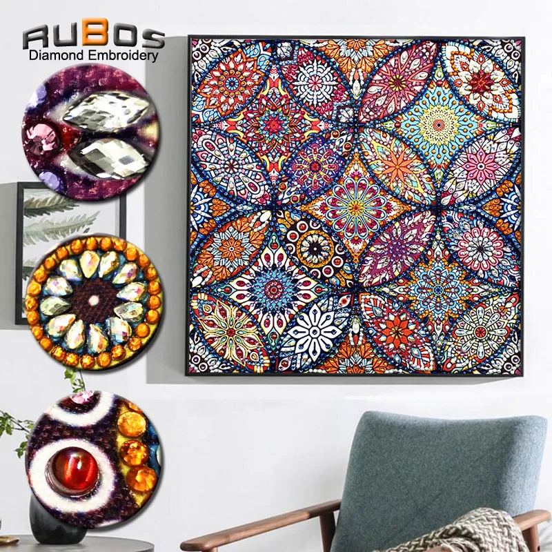 

RUBOS Diamond Mosaic Floral Diamond Embroidery Painting Flower Art Abstract Pearls DIY 5D Big Crystal beadwork Sale Wall Sticker