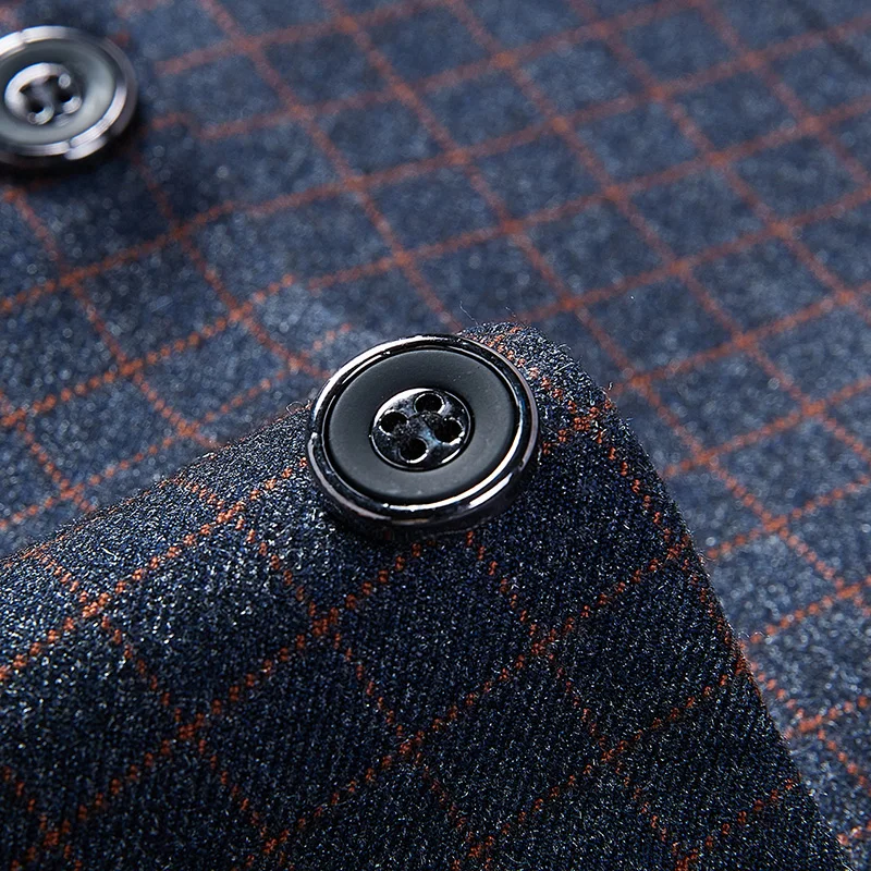 Классический Стиль плед Для мужчин пиджак Slim Fit Роскошные Бизнес Повседневное