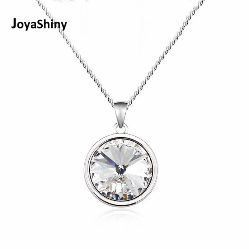 

Joyashiny Simple Round Pendant Necklace Crystal from Swarovski Bella Jewelry For Women Silver Color Collier Fashion Gifts 2018