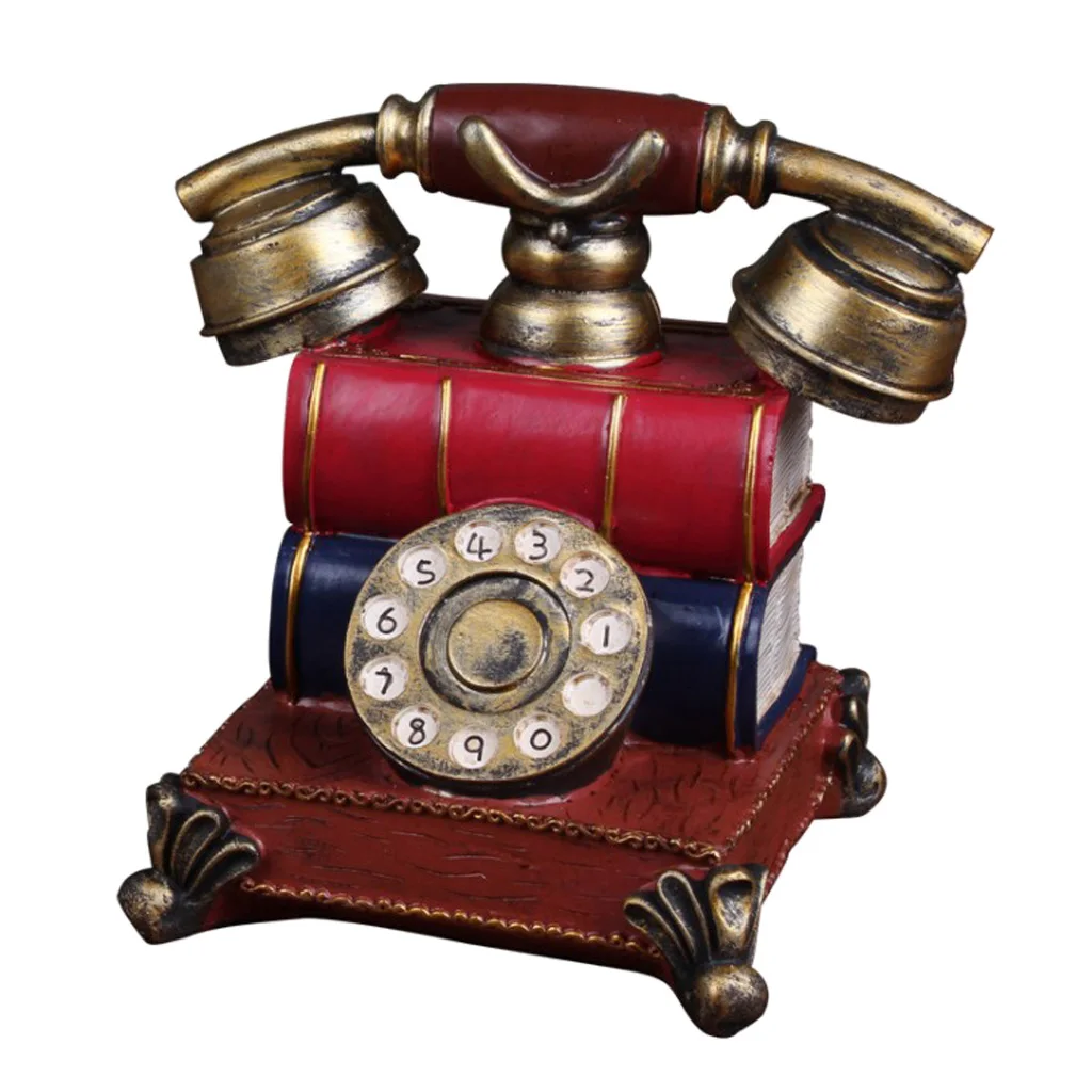 Retro Red Telephone Rotary Dial Coin Money Saving Piggy Bank Gift Home Decor