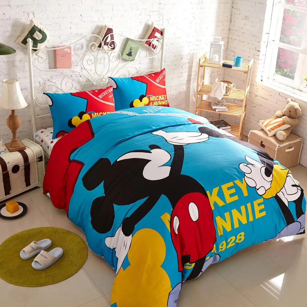 

disney mickey mouse bed sheet set single size duvet covers for baby boy twin size bedding set queen full bed Cotton 3d printed