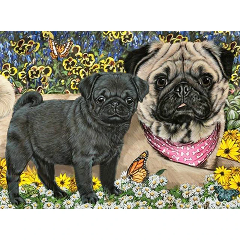 

New Arrivals 5D Diamond Painting "Lovely Pug Dog In Garden" Full Diamond Mosaic Diamond Embroidery Cross Stitch Decorate Gift