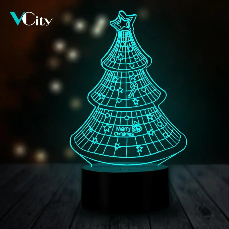 

VCity 3D Night Light Led Table Lamp Christmas Tree Decoration Home USB Light Touch Bedside Decor Xmas Gifts for Kids Friends LED