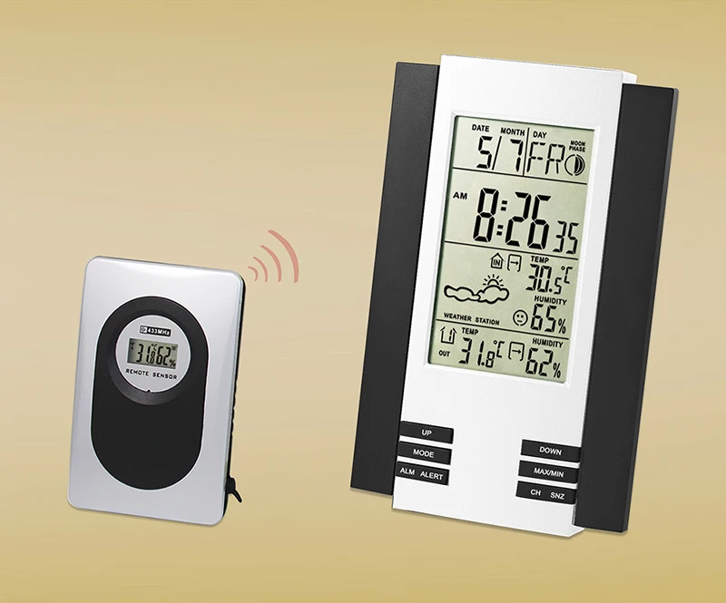 

JIMEI H126G Wireless Digital Alarm Clock Indoor Outdoor thermometer hygrometer Weather Station Clock