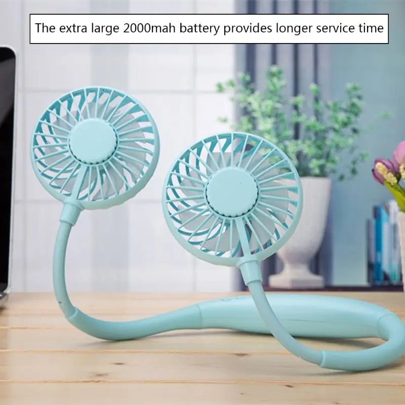 Hand Free спортивные двойной вентилятор Портативный Шея подвесной светильник USB 2000MA
