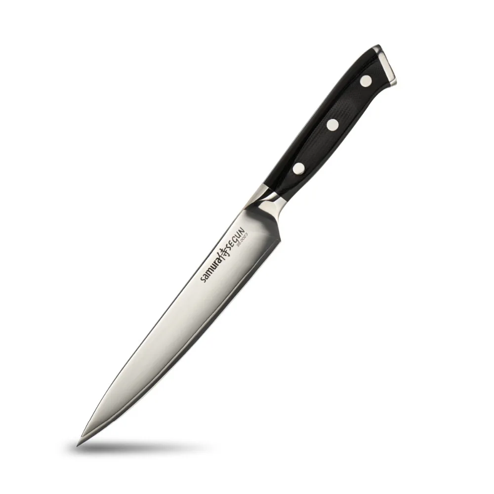 Utility Knife - 3 Layers AUS-10 Japanese High Carbon Stainless Steel Kitchen Knife - Ergonomic G10 Handle - 6'' (152mm) Utility Knife - 3 Layers AUS-10 Japanese High Carbon Stainless Steel Kitchen Knife - Ergonomic G10 Handle - 6'' (152mm)
