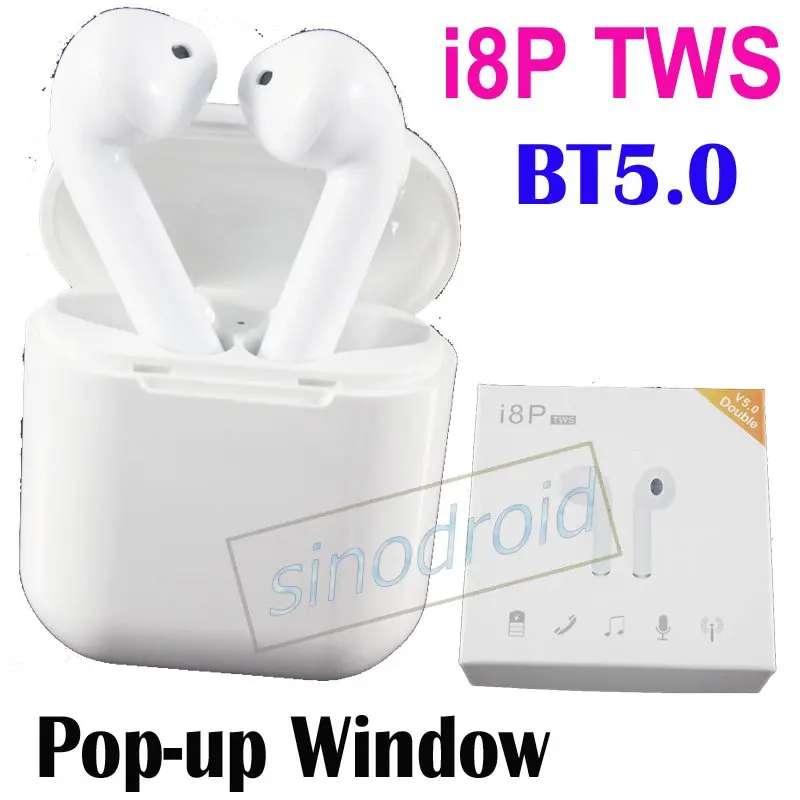 

i8P Wireless Bluetooth 5.0 Earbuds with Pop-Up Window Mini Air TWS Stereo Earphone with Mic Twins Sports Pods