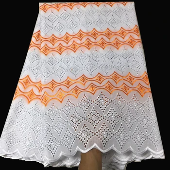 

orange and white lace fabrics for african parties pure cotton swiss voile lace dry lace fabric for women dress 5yards