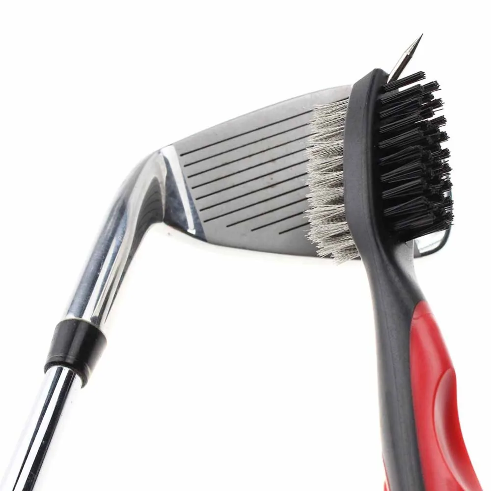 Golf Groove Cleaning Brush Double Side With Keychain For Golf Ball