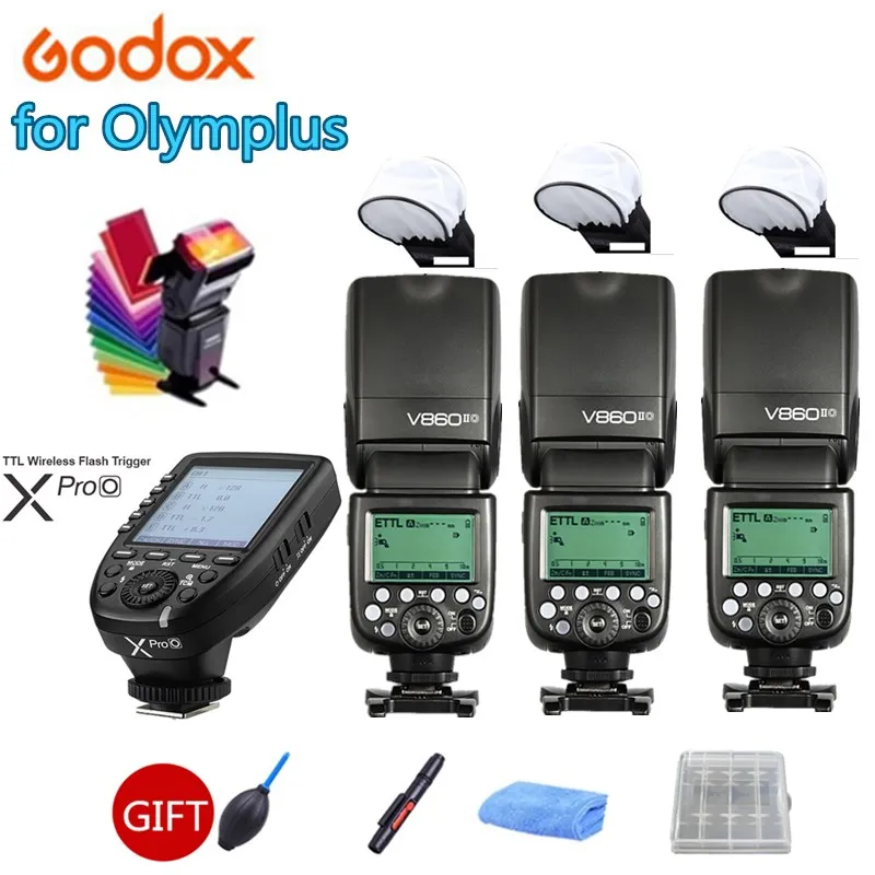 

3X Godox VING V860IIO 2.4G Wireless TTL Li-ion Camera Flash Master Slave Flash Speedlite + Xpro-O for Olympus Panasonic Camera