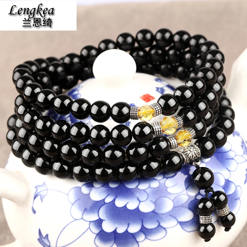 

Free shipping,Black tourmaline 108 beads male nd female bracelet lovers lucky bracelets fashion accessories crystal,lovers gift