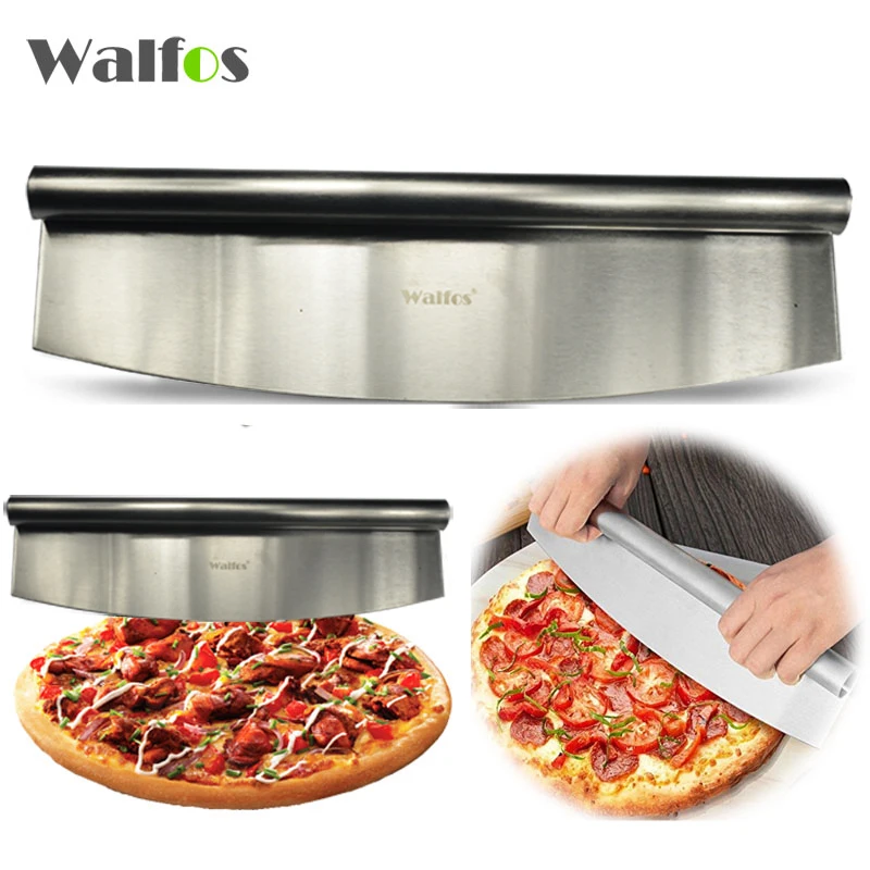 WALFOS 12 дюймовый нож для пиццы Нержавеющая сталь кресло-качалка для пиццы измельчитель высокое качество Кухня Ножи дизайн на заказ с резьбовой головкой, режущий инструмент - изображение