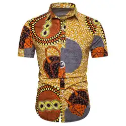 Клетчатая рубашка для мужчин в стиле хип-хоп с коротким рукавом в национальном стиле, мужская повседневная рубашка с цветочным принтом