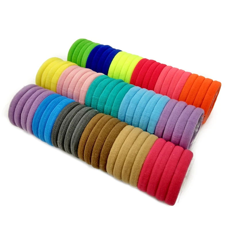 

100pcs/lot Colorful Elastic Hair Ties Kids Girls Hair Band Rope Ponytail Holders Scrunchie Headband Hair Accessories Size 40mm
