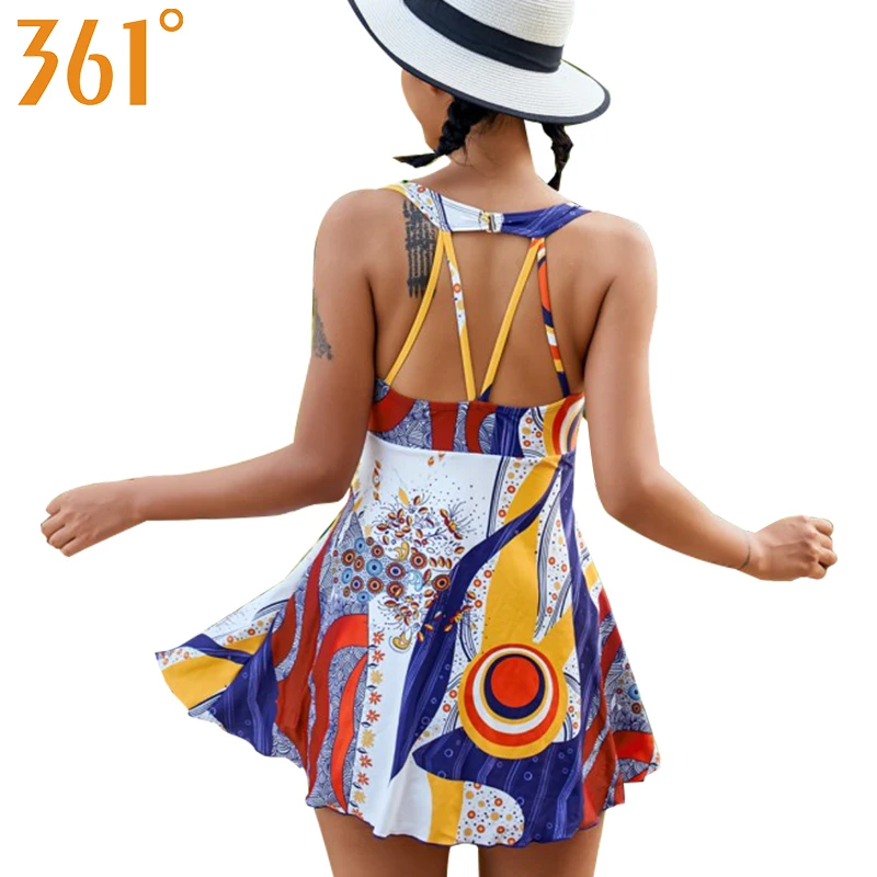 

XARKE One Piece Swimsuit Skirt Women Swimwear Push Up Swimming Dress Backless Female Monokini Girls Swimsuit Lady Swimming Suit