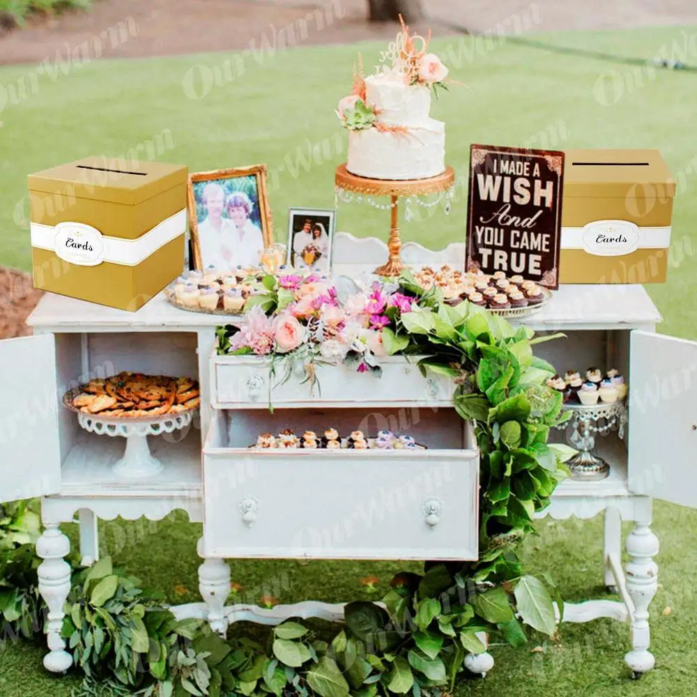 OurWarm DIY свадебная коробка, коробка для карт, золотой картон, копилка, красивые свадебные украшения, принадлежности для дня рождения, вечерние