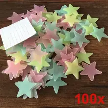 100pcs/lot Color Stars Glow Wall Stickers Decal Baby Kids Bedroom Home Decor Luminous Fluorescent Multi Colors Hot Sale