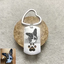 

Personalized Custom Photograph Keychain DIY Engrave Dog Tag Photo Key Ring Pets Dog Keepsake Keychains