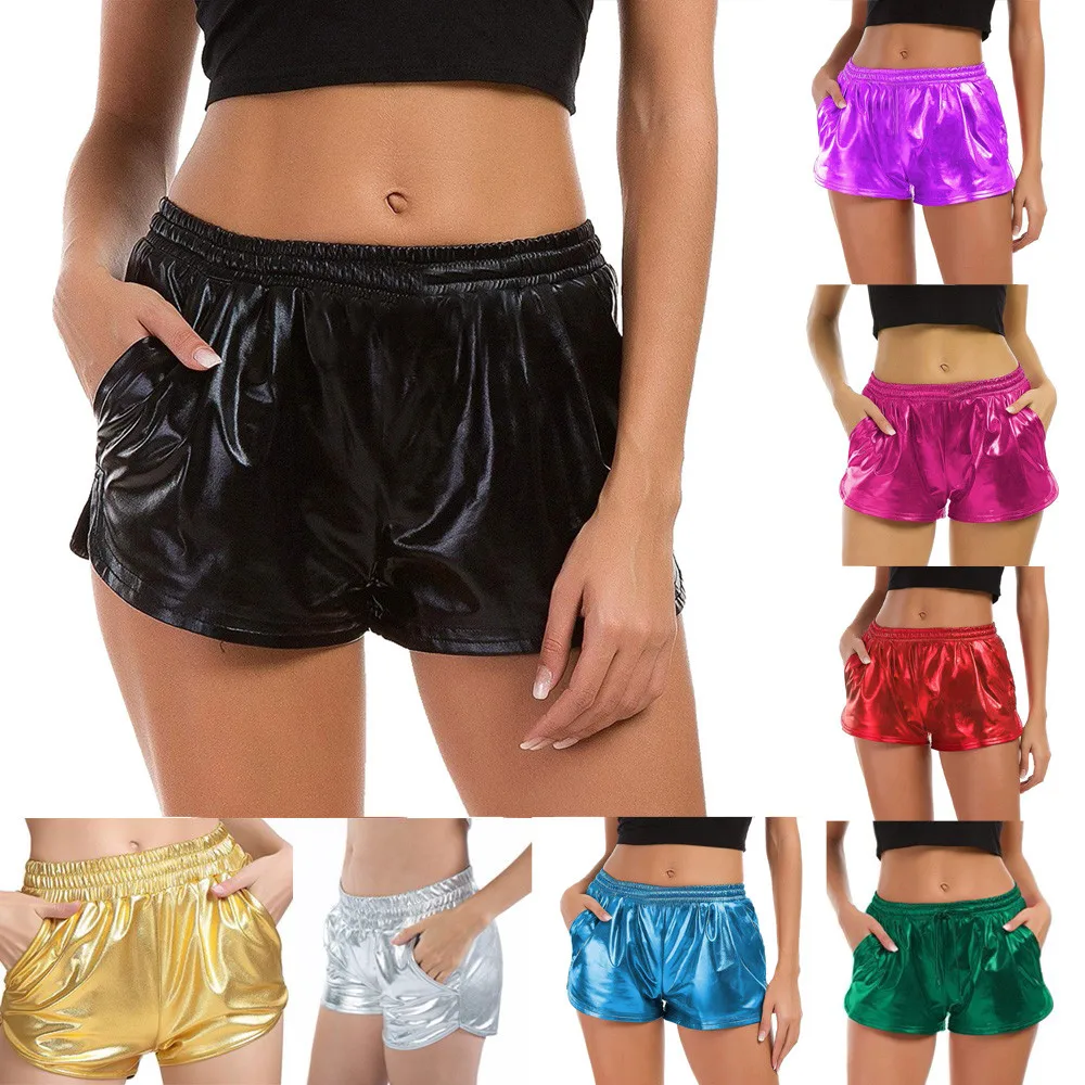 

Womail Women Short summer Fashion High Waist Sport Shorts Shiny Metallic short Casual Daily Lady dropship j16