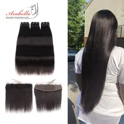 Бразильские прямые волосы комплект s с 13x4 синтетический Frontal шнурка волос Арабелла натуральный цвет 70gam/bundle Remy человеческие волосы bundle s с